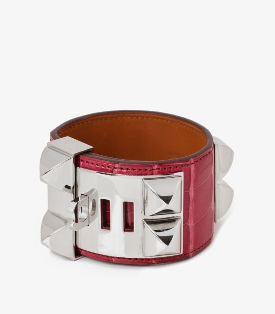 Hermès Fuchsia Shiny Mississippiensis Alligator Collier de Chien T2 at Xupes