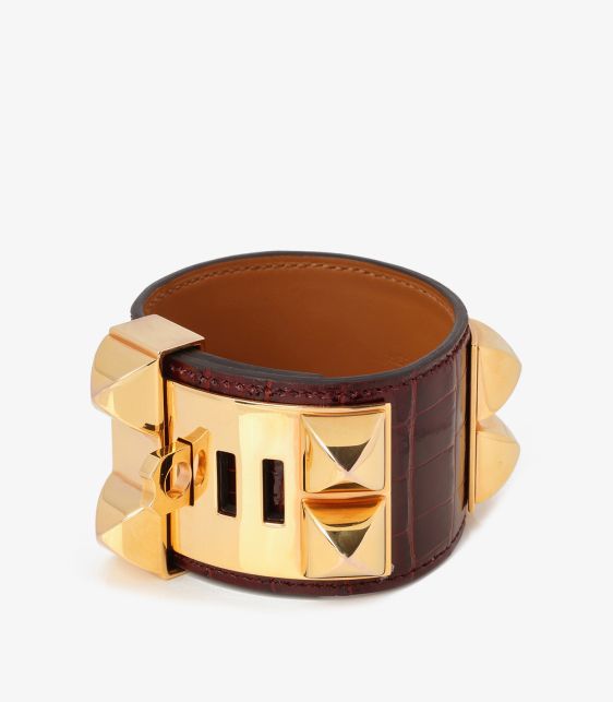 Hermès Bordeaux Shiny Mississippiensis Alligator Collier de Chien T2 at Xupes