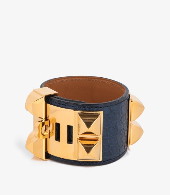 Hermès Bleu Nuit Shiny Mississippiensis Collier de Chien T3 at Xupes