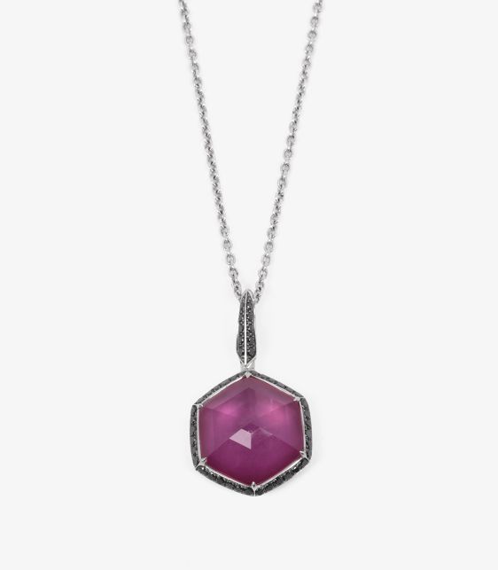 Stephen Webster Ruby Quartz and Black Diamond 18ct White Gold Deco Haze Pendant at Xupes