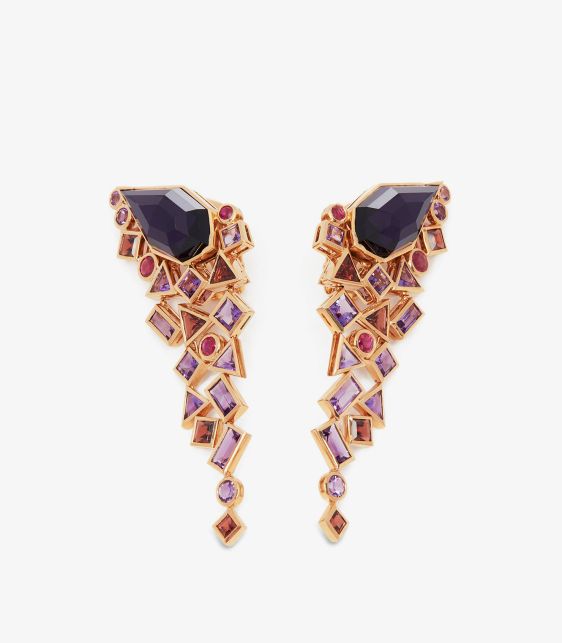 Stephen Webster Amethyst Crystal Haze Gold Struck 18ct Rose Gold Earrings at Xupes