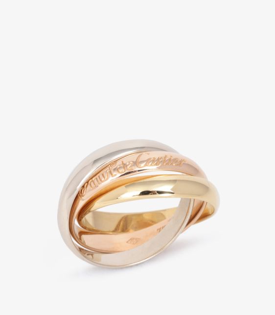 Cartier 18ct White Gold 18ct Yellow Gold and 18ct Rose Gold Medium Les Must de Cartier Ring at Xupes