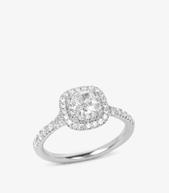 Tiffany & Co. 0.45ct Cushion Cut Diamond Platinum Soleste Ring at Xupes