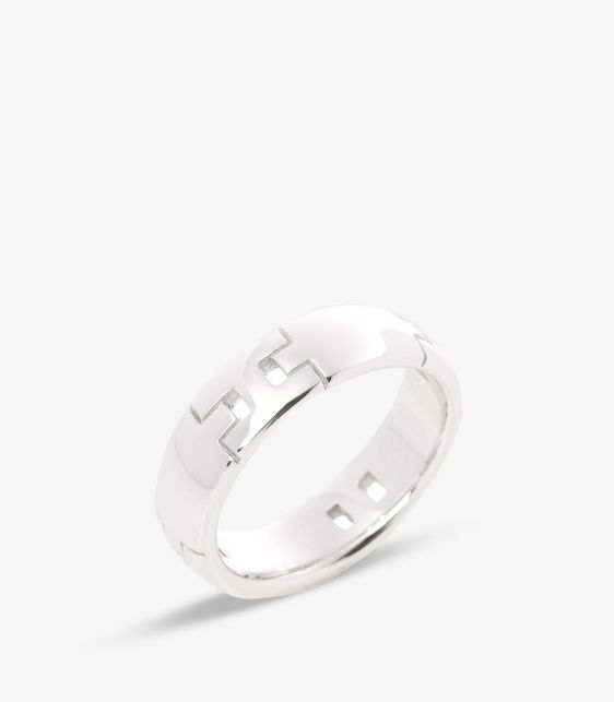 Hermès 18ct White Gold Hercules Band Ring at Xupes