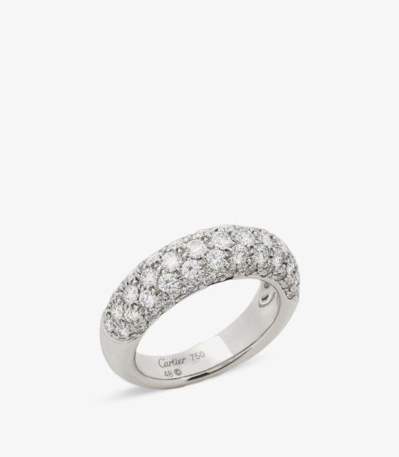 Cartier Pave Diamond 18ct White Gold Bombe Style Ring at Xupes