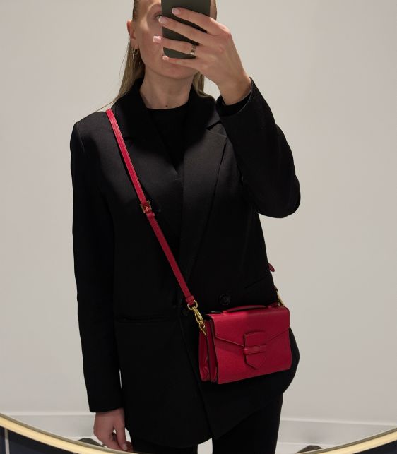 Fuoco Saffiano Leather Cuir Top Handle Bag