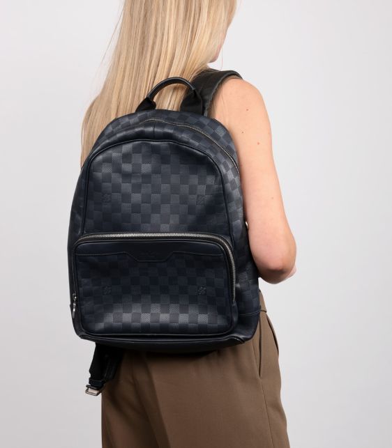 Damier Graphite Coated Canvas & Black Calfskin Leather Campus Backpack 