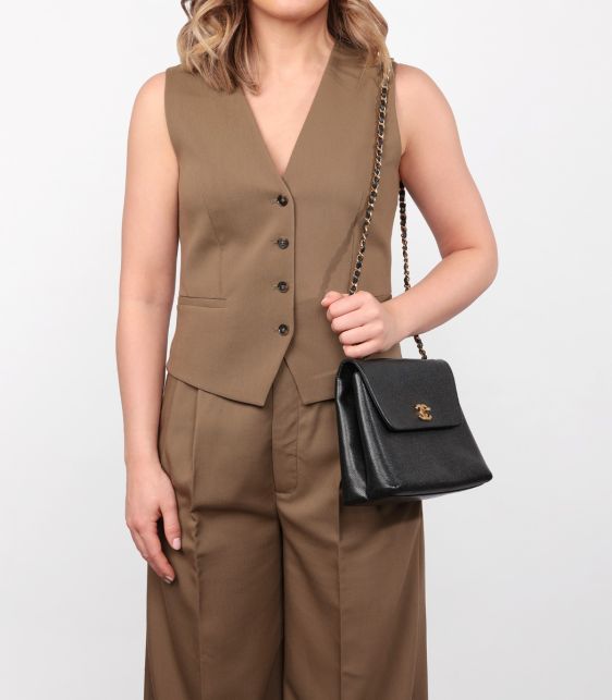 Black Caviar Leather Vintage Medium Classic Single Flap Bag