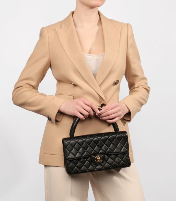 Black Quilted Lambskin Vintage Medium Classic Kelly