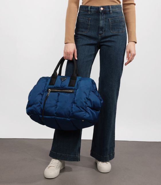 Blue Nylon Tessuto Bomber Tote