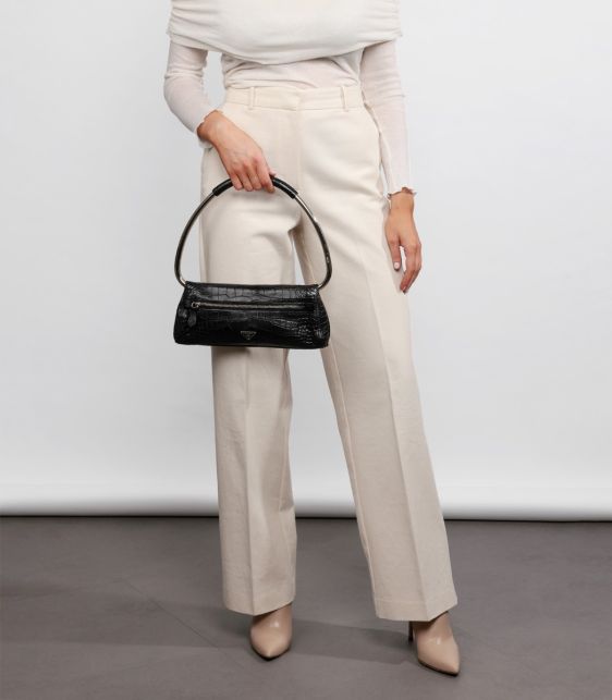 Midnight Blue Matte Alligator Leather Ring Top Handle Shoulder Bag