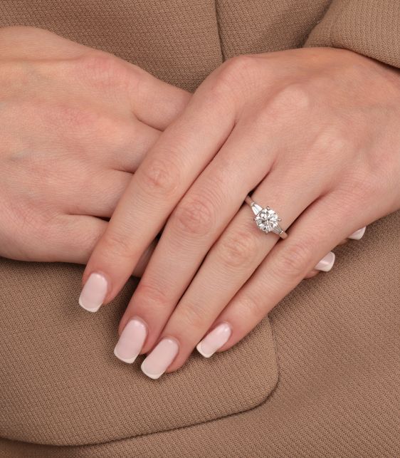 1.96ct Diamond Solitaire Tapered Baguette Ring