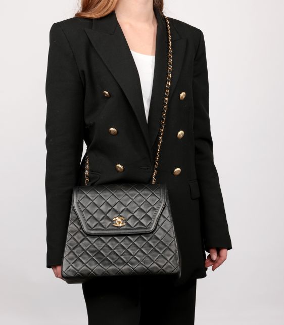 Black Quilted Lambskin Jumbo Classic Single Flap Bag