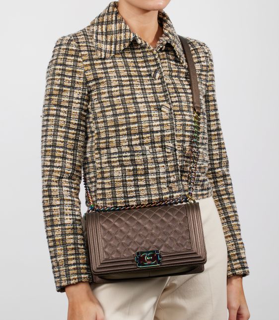 Iridescent Quilted Calfskin Leather Medium Le Boy Bag