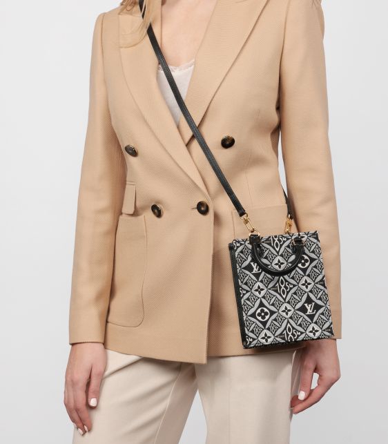 Black 1854 Monogram Canvas & Calfskin Leather Mini Sac Plat