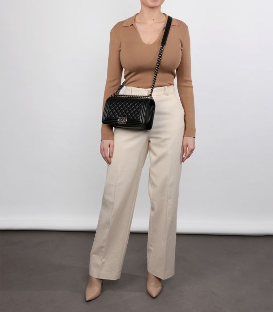 Black Quilted Lambskin Medium Le Boy