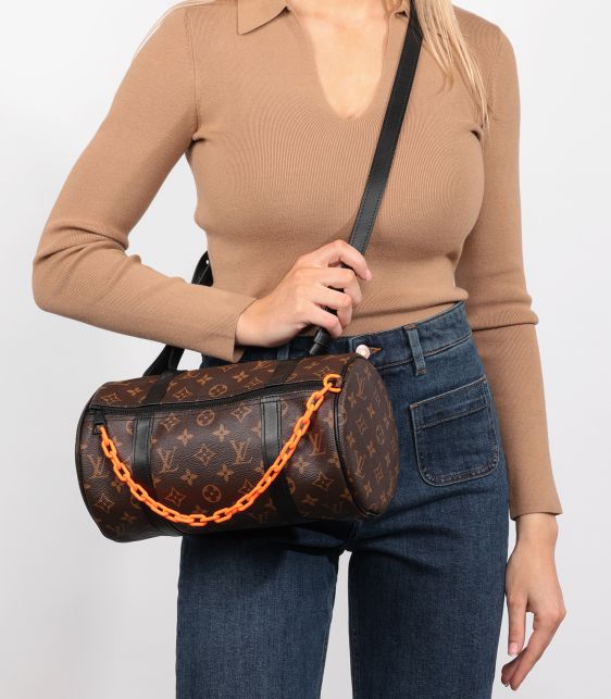 x Virgil Abloh Brown Monogram Coated Canvas & Black Calfskin Leather Solar Ray Papillon