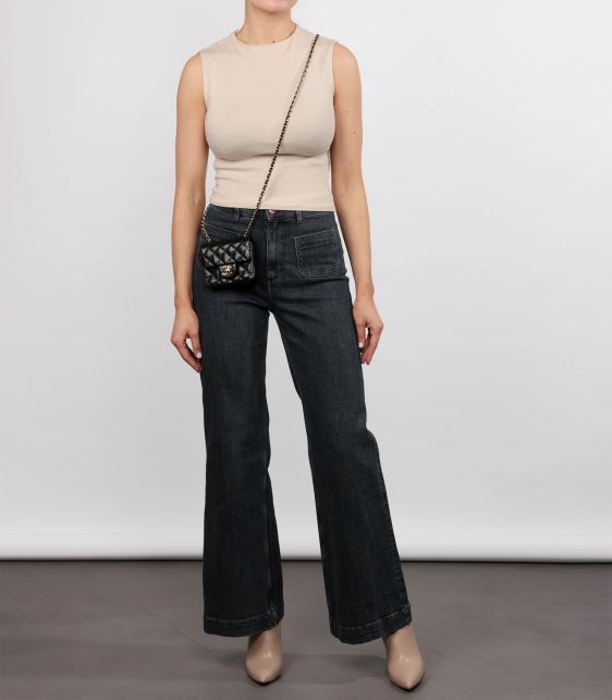 Black Quilted Lambskin Square Micro Flap Bag