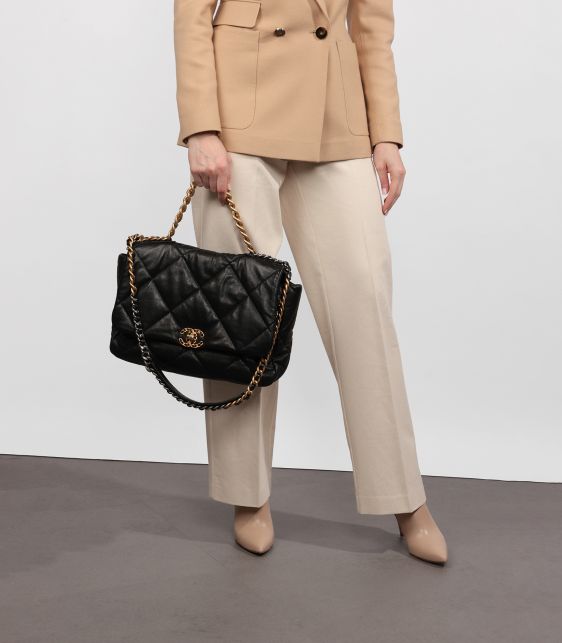 Black Quilted Lambskin Maxi 19 Flap Bag