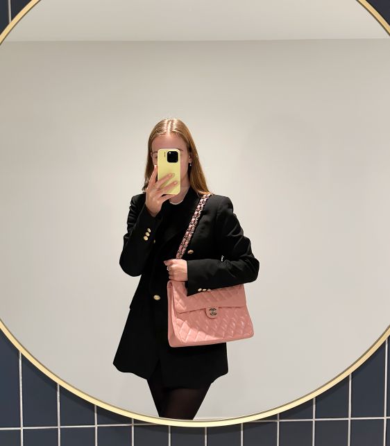 Pink Quilted Caviar Leather Vintage Jumbo Classic Single Flap Bag