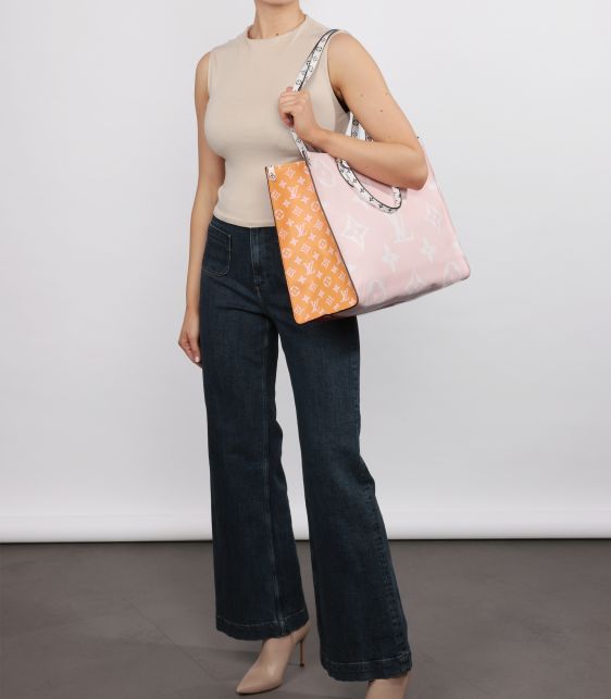 Red & Multicolour Giant Monogram Coated Canvas Onthego GM