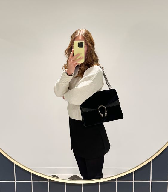 Black Suede & Black Smooth Leather Medium Dionysus Shoulder Bag