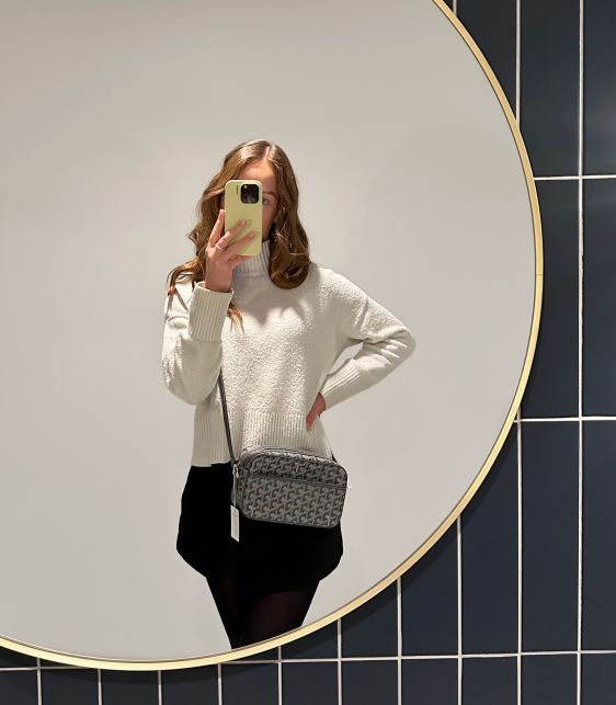 Grey Chevron Coated Canvas & Calfskin Leather Cap-Vert PM