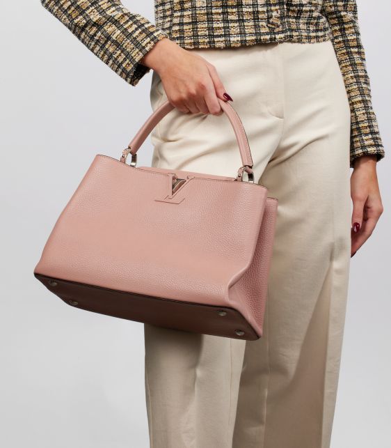 Pink Grained Calfskin Leather Capucines MM