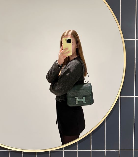 Vert Titien Matte Alligator Leather Turquoise Marble Constance 24