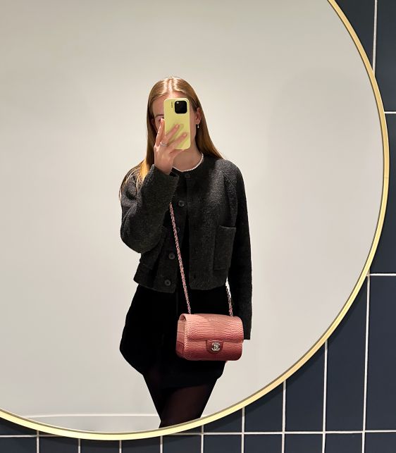 Pink & Rouge Ombre Matte Alligator Leather Rectangular Mini Flap Bag