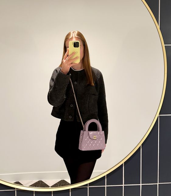 Lilac Quilted Calfskin Leather Nano Classic Kelly Shopper