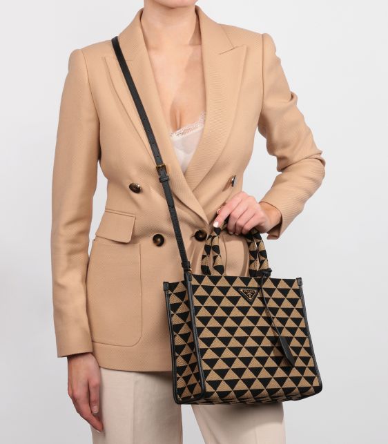 Black & Beige Embroidered Fabric Small Symbole