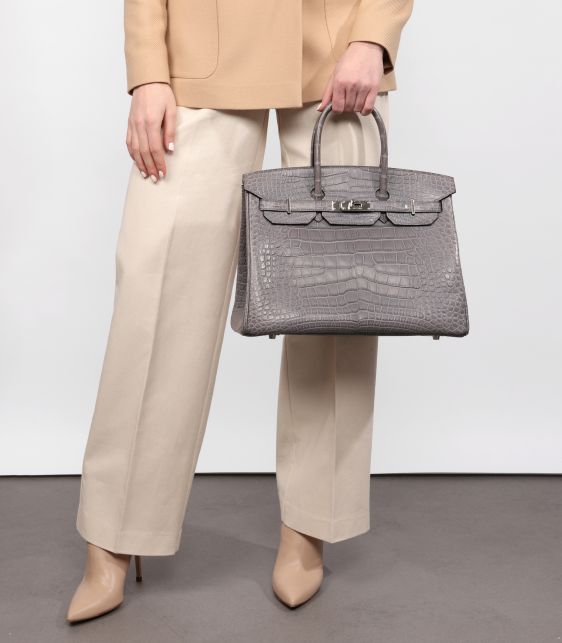 Gris Paris Matte Alligator Leather Birkin 35cm Retourne