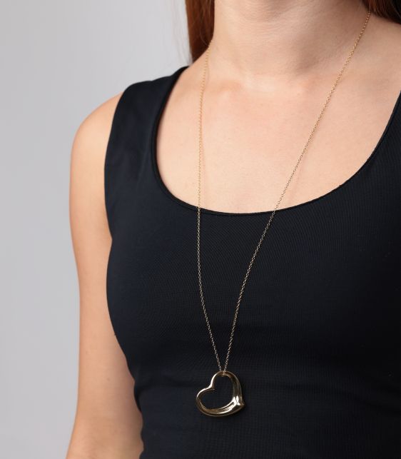 18ct Yellow Gold 35mm Elsa Peretti Open Heart Pendant