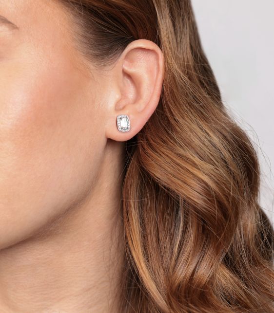 1ct Ashoka Cut Diamond Halo Platinum Stud Earrings