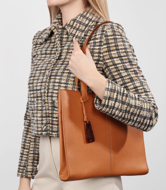 Golden Brown Caviar Leather Vintage Timeless Shoulder Tote