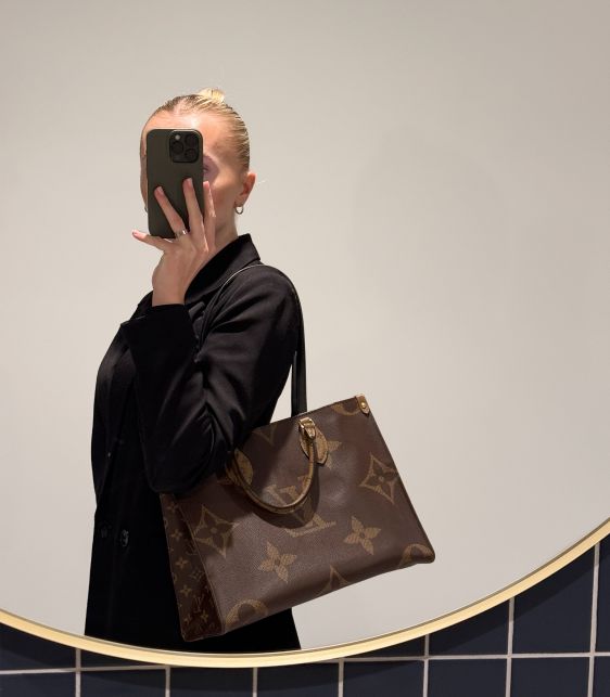 Brown Giant Monogram & Monogram Reverse Coated Canvas Onthego MM