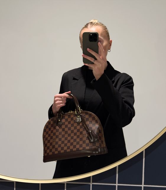 Damier Ebene Coated Canvas & Calfskin Leather Alma PM