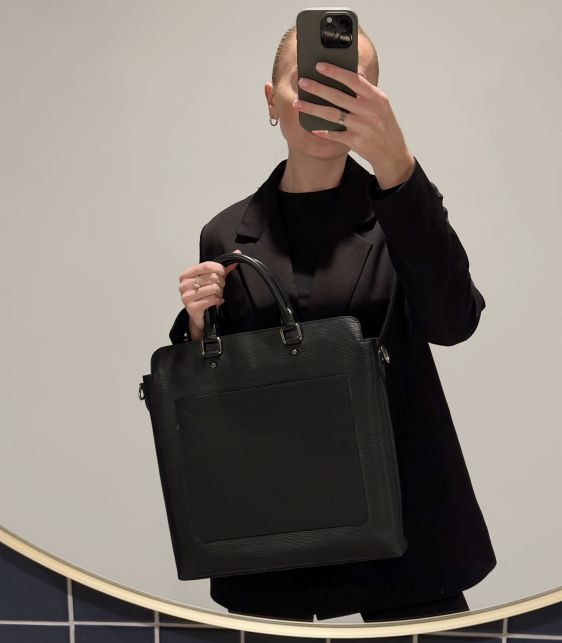 Black Epi Leather Large Brooks Tote