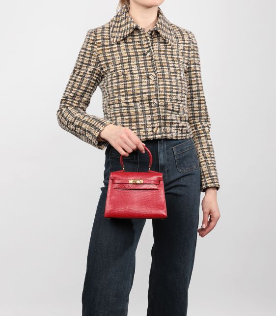 Rouge Vif Lizard Leather Vintage Kelly 20cm