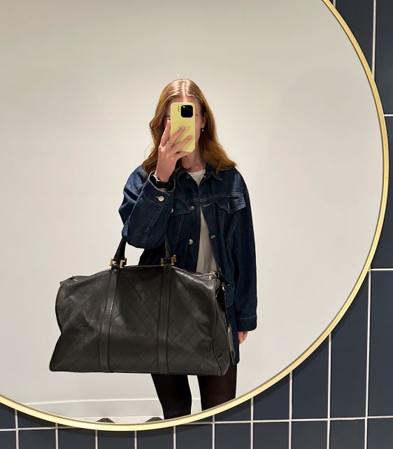 Black Quilted Lambskin Leather Vintage Timeless Boston 50