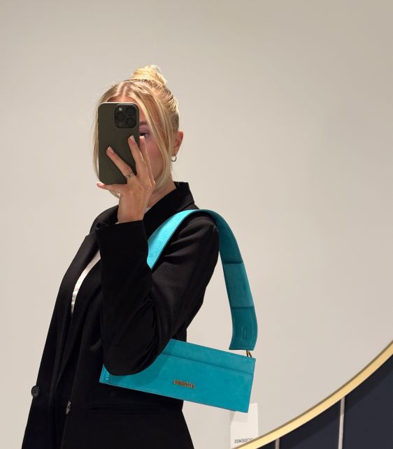 Turquoise Calfskin Suede Le Cuicui