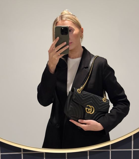 Black Quilted Calfskin Leather Medium GG Marmont