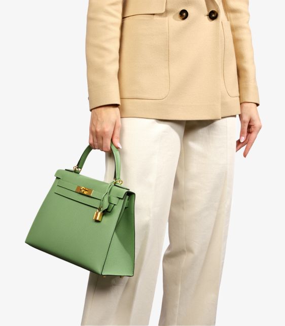 Vert Criquet Epsom Leather Kelly 28cm Sellier