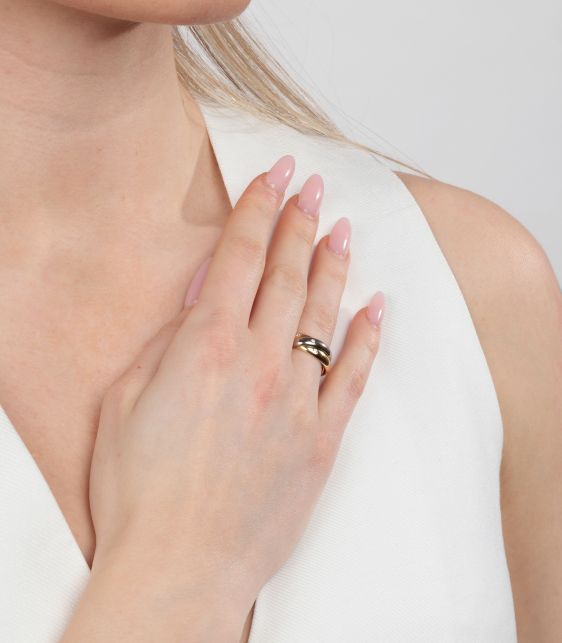 Diamond Set 18ct White Gold, 18ct Yellow Gold and 18ct Rose Gold Medium Trinity Ring