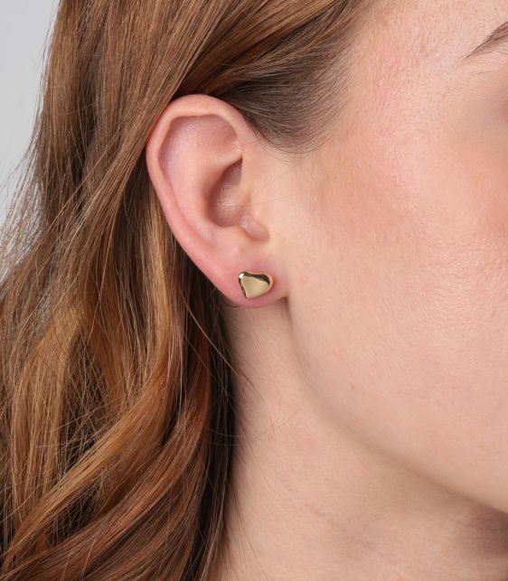 18ct Yellow Gold 25mm Full Heart Clip Earrings