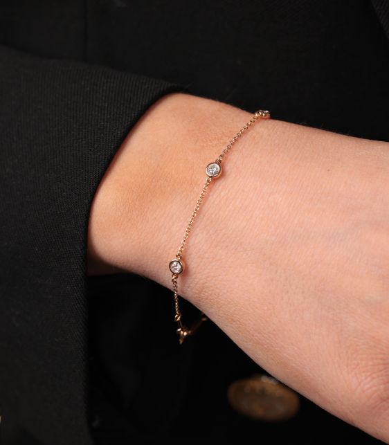 5 Diamond 18ct Rose Gold Elsa Peretti Diamonds by the Yard Bracelet