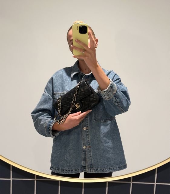 Black Quilted Lambskin Vintage Small Classic Double Flap Bag