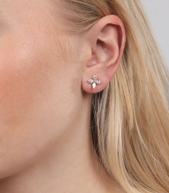 Marquise cut Diamond 18ct Rose Gold Medium Victoria Earrings