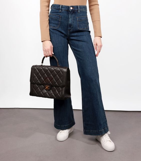 Chocolate Brown Quilted Caviar Leather Vintage Classic Kelly